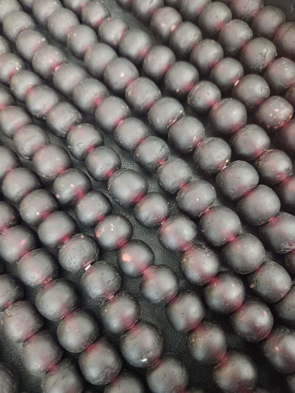 Burgundy Krobo Pocket Glass Beads – Handmade in Ghana, 13–14mm