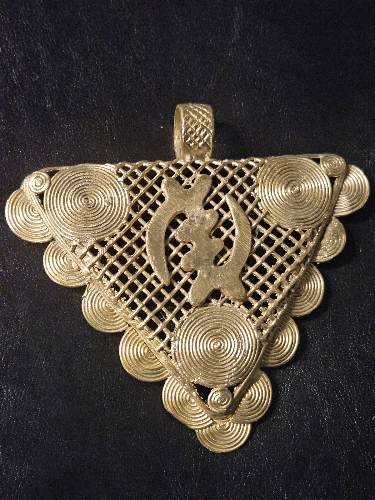 Oversized Gye Nyame Brass Statement Pendant – Ghanaian Adinkra Design