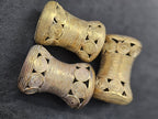 Oversized Ashanti Brass Talking Drum Bead — Spiral Medallion Openwork