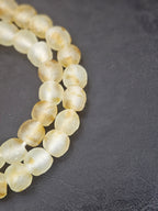 Authentic African Beads from Ghana | Honey Gold Translucent Krobo Recycled Glass Beads | Handmade Chunky Glass Beads 12–14mm