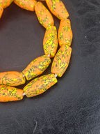 XL Orange Fusion Krobo Recycled Glass Beads | Handmade African Statement Beads from Ghana