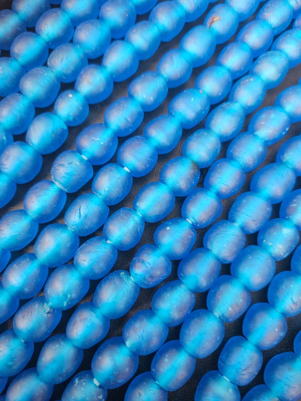 Handmade Blue Krobo Pocket Glass Beads from Ghana for Jewelry Making