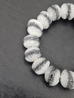 Black & White Krobo Sugar Glass Rondelle Beads | Handcrafted Recycled Glass Beads from Ghana | Approx. 30 Beads Per Strand