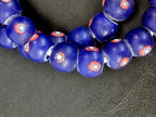 Royal Blue Floral Eye African Trade Beads Sourced in Ghana | Large-Hole Recycled Glass Trade Beads | 15–16mm Designer & Collector Strand