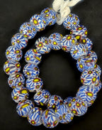 Sky Blue Eye Motif African Trade Beads Sourced in Ghana | Large-Hole Recycled Glass Trade Beads | 15–16mm Designer & Collector Strand