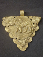 African Brass Tiger Pendant with Adinkrahene Symbol – Ghana