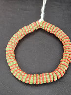 Striped Krobo Glass Spacer Beads – Green & Coral Red | Handmade Recycled Glass Beads | Ghana Artisan Craft