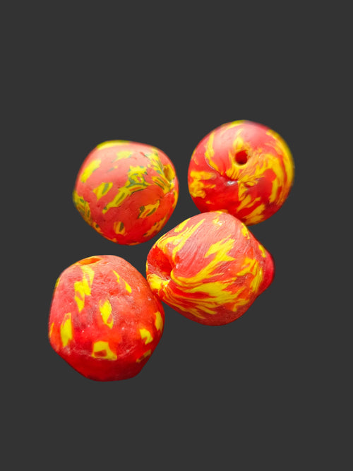 22mm Fused Krobo Focal Bead (3–4mm Hole) | Recycled Glass Ghana