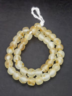 Authentic African Beads from Ghana | Honey Gold Translucent Krobo Recycled Glass Beads | Handmade Chunky Glass Beads 12–14mm
