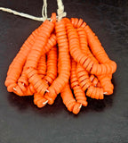 Authentic Orange Krobo Powdered Glass Disc Beads Handmade in Ghana from Recycled Glass
