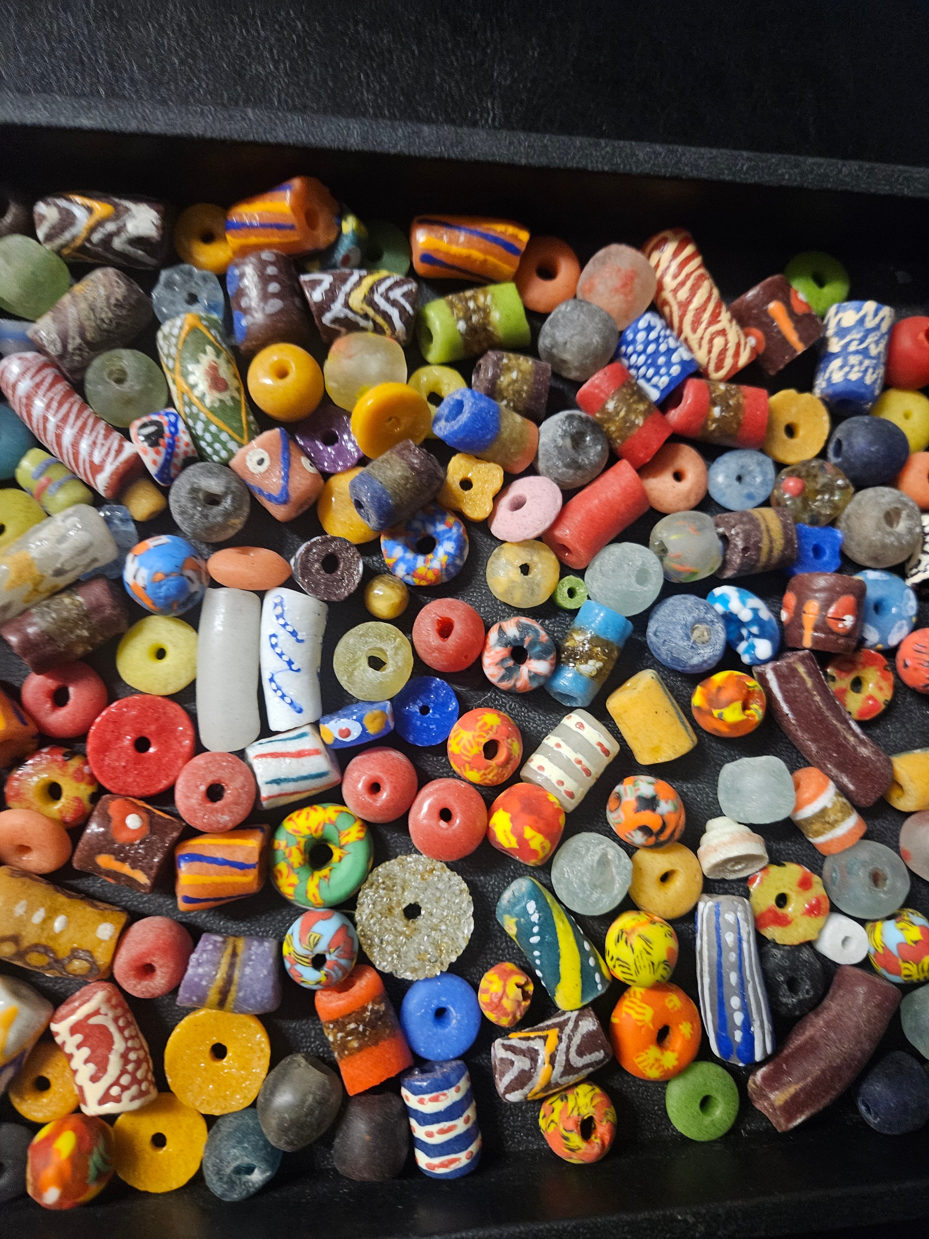 Designer African Bead Mix – Assorted Krobo Glass Beads, 1 Cup
