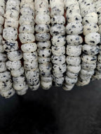 Handmade White & Black Speckled African Glass Beads – Krobo Recycled Glass Short Tube Beads for Jewelry Making