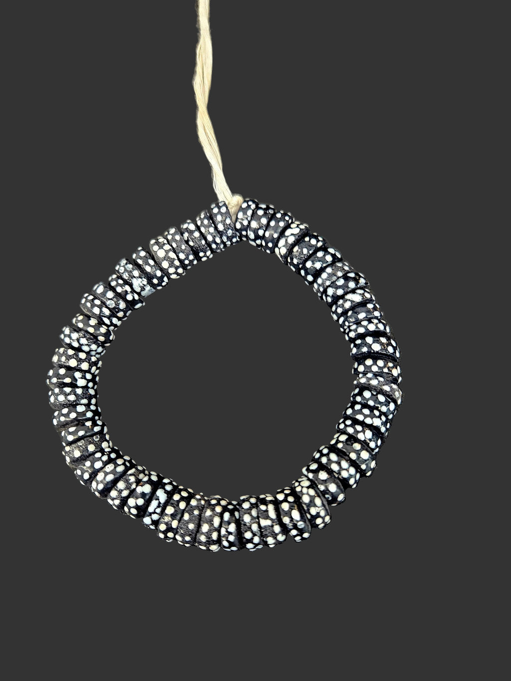 African Glass Beads – Painted Krobo Short Tubes, Black & White Krobo Beads