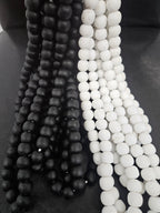 White Krobo Powdered Glass Round Beads | 13–14mm | Ghana | Approx. 40–41 Beads