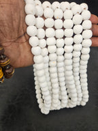 White Krobo Powdered Glass Round Beads | 13–14mm | Ghana | Approx. 40–41 Beads