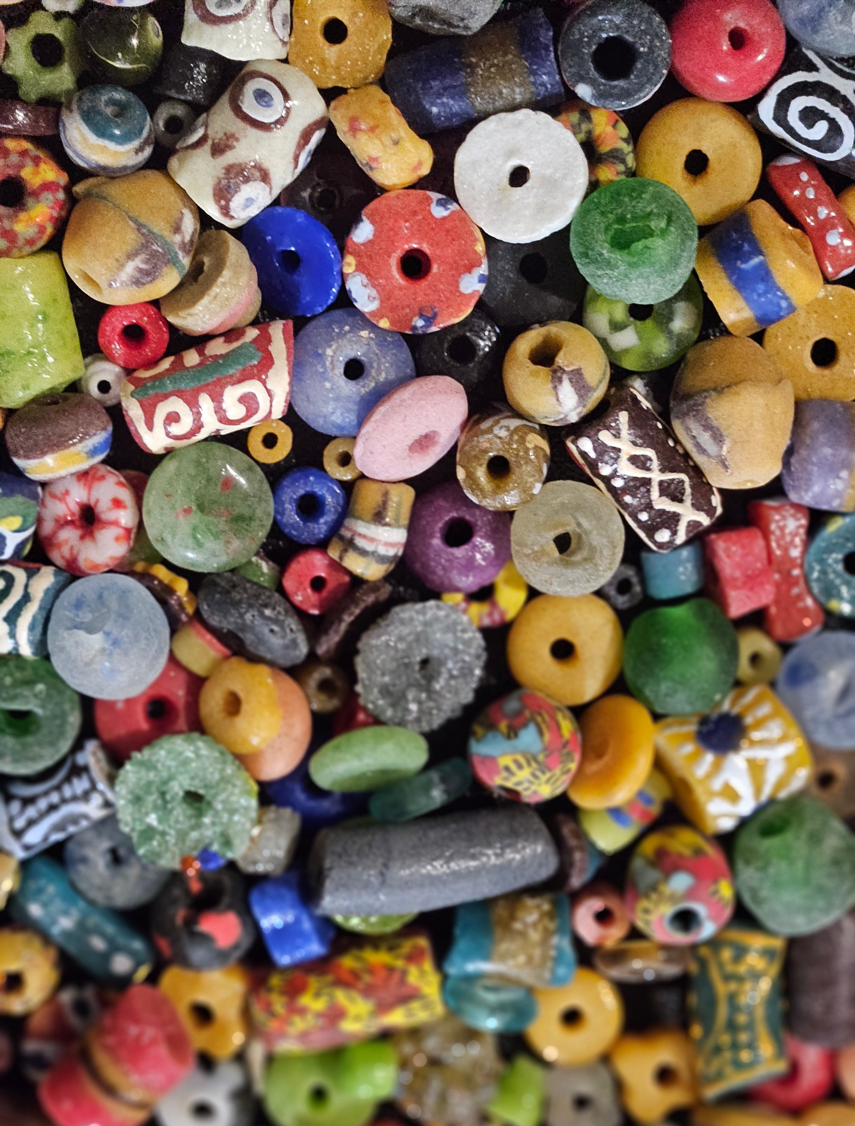Soup‑Mix of Authentic Ghanaian Krobo Recycled Glass Beads – Approx. 160 Beads (One Cup) – Eco‑Chic Jewelry Supply