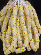Ivory Painted Krobo Glass Tube Beads | Recycled African Glass Beads | Ghana | Aadampo