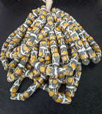 African Glass Beads – Painted Krobo Long Tubes, Green & Gold