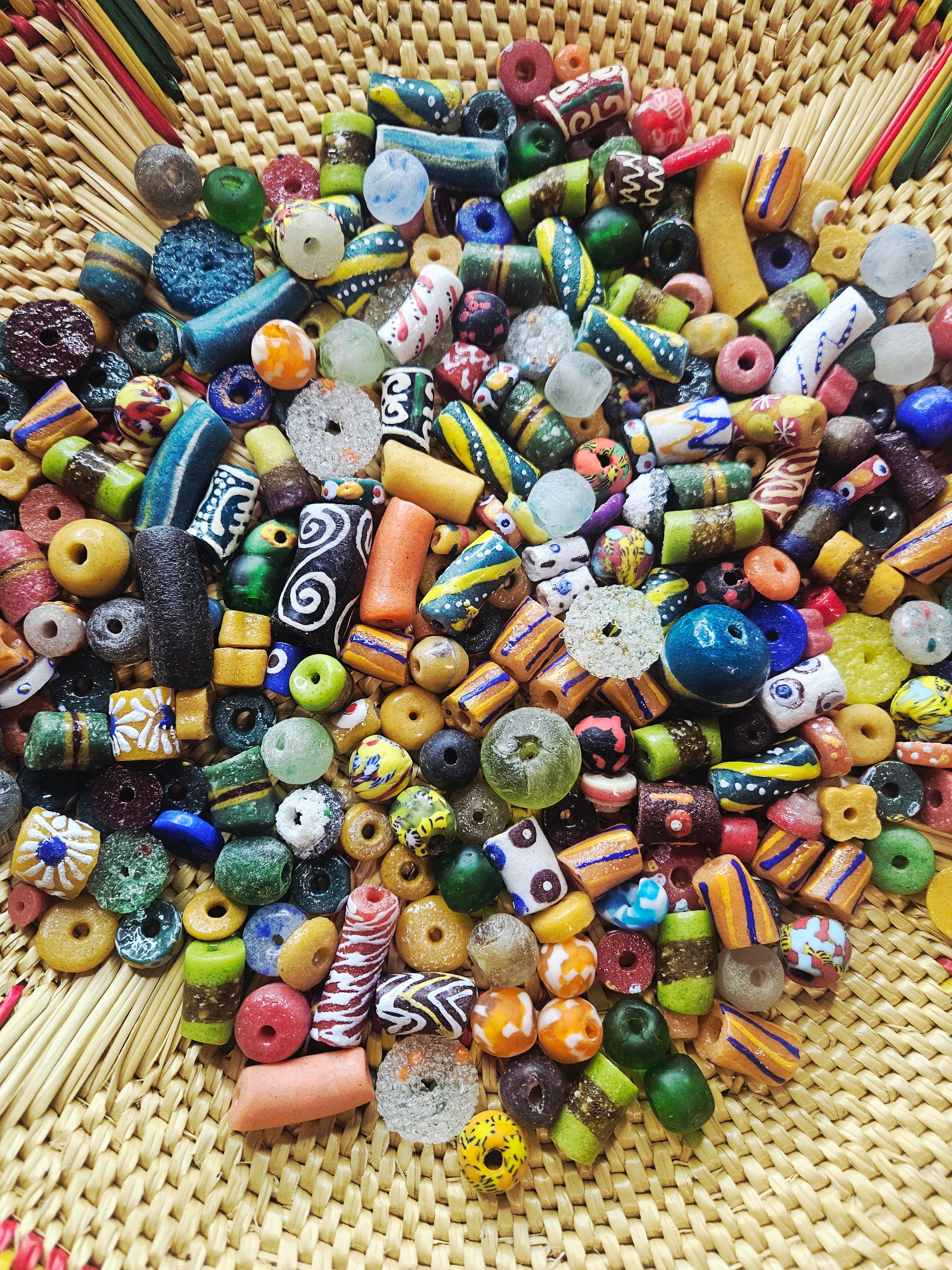 300+ Assorted Krobo Recycled Glass Beads Mix from Ghana