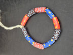 Multicolor Krobo Painted Glass Tube Beads with Hand-Painted Geometric & Wave Motifs | Handcrafted Recycled Glass from Ghana