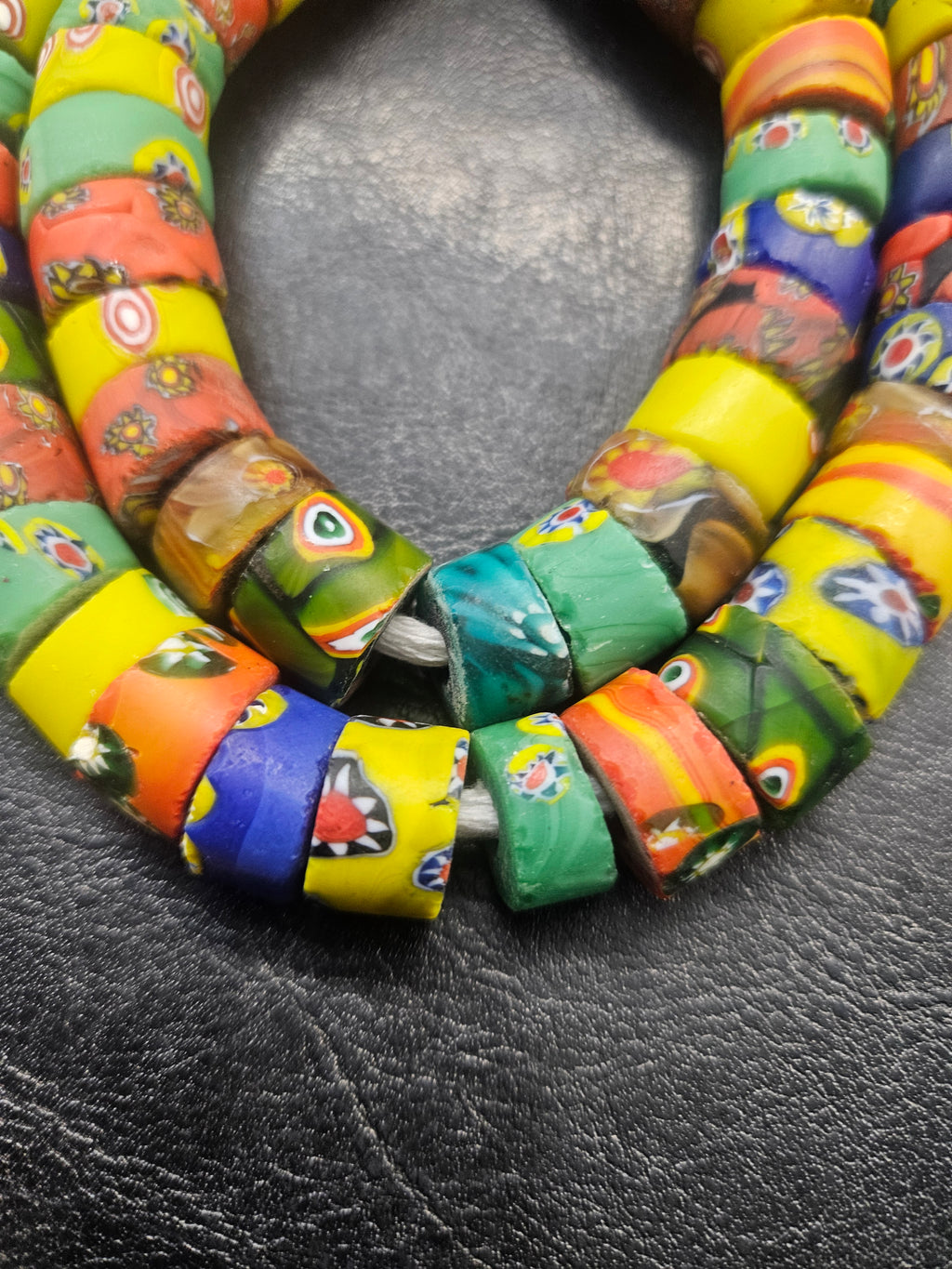Assorted Millefiori-Style Trade Beads – Multicolor 8–10 × 14–15mm