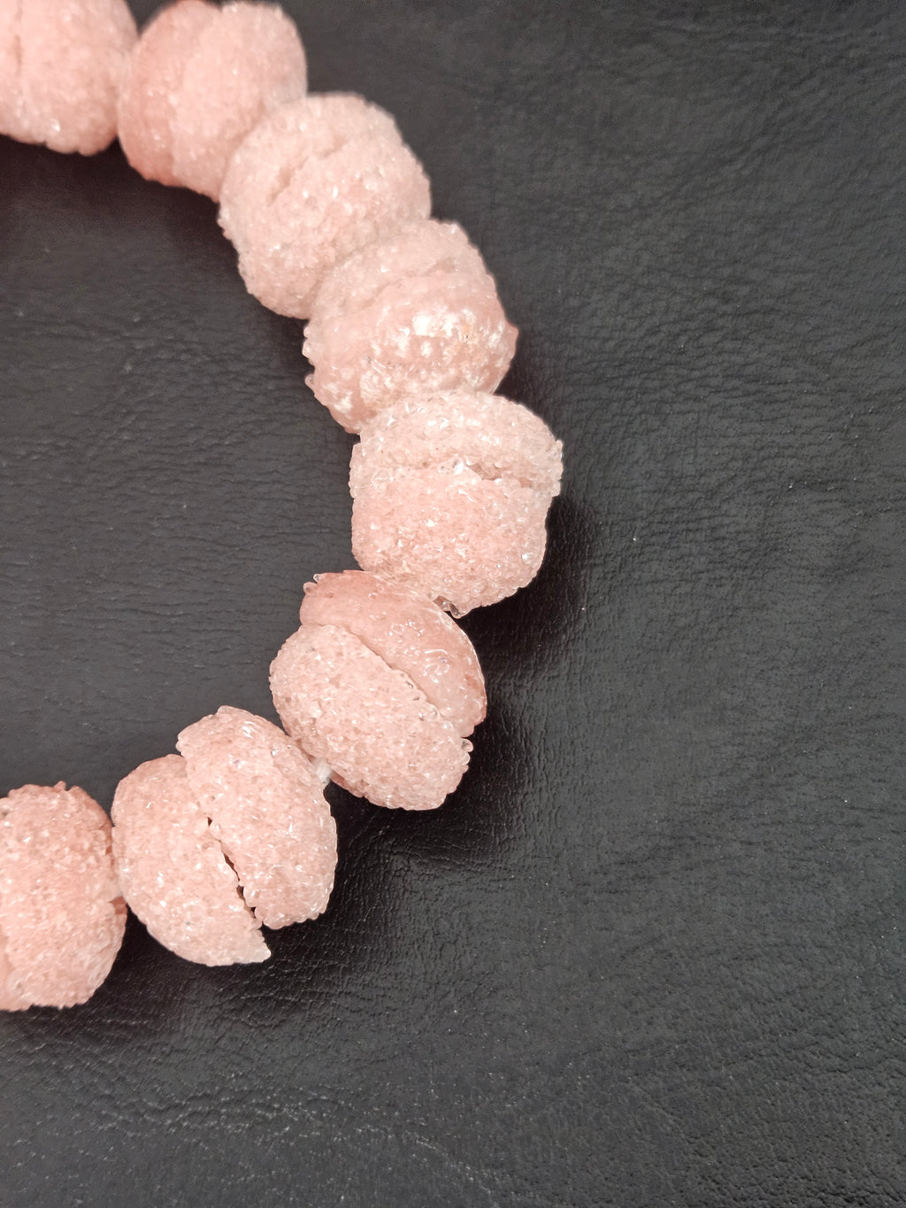 Pink Krobo Sugar Glass Rondelle Beads | Handcrafted Recycled Glass Beads from Ghana | Approx. 30 Beads Per Strand