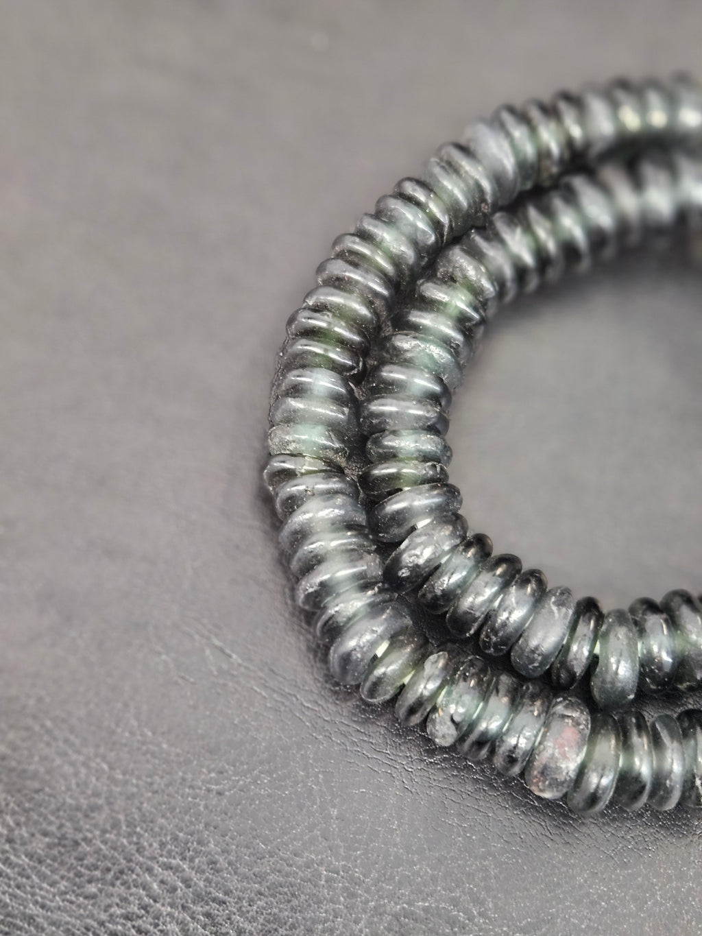 Authentic Black Krobo Translucent Recycled Glass Rondelle Beads | Handmade Ghana African Beads for Jewelry Making & Wholesale