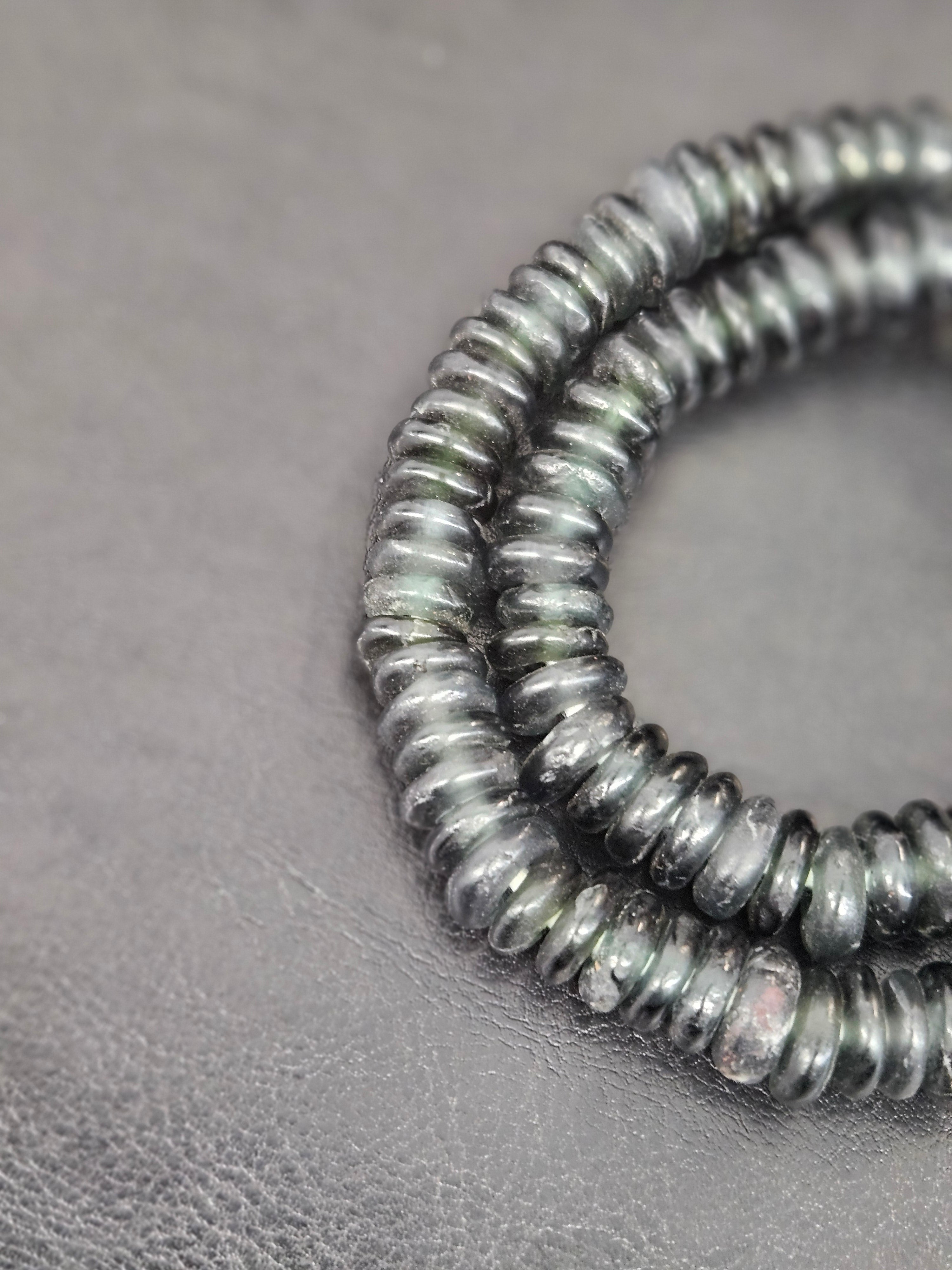 Authentic Black Krobo Translucent Recycled Glass Rondelle Beads | Handmade Ghana African Beads for Jewelry Making & Wholesale
