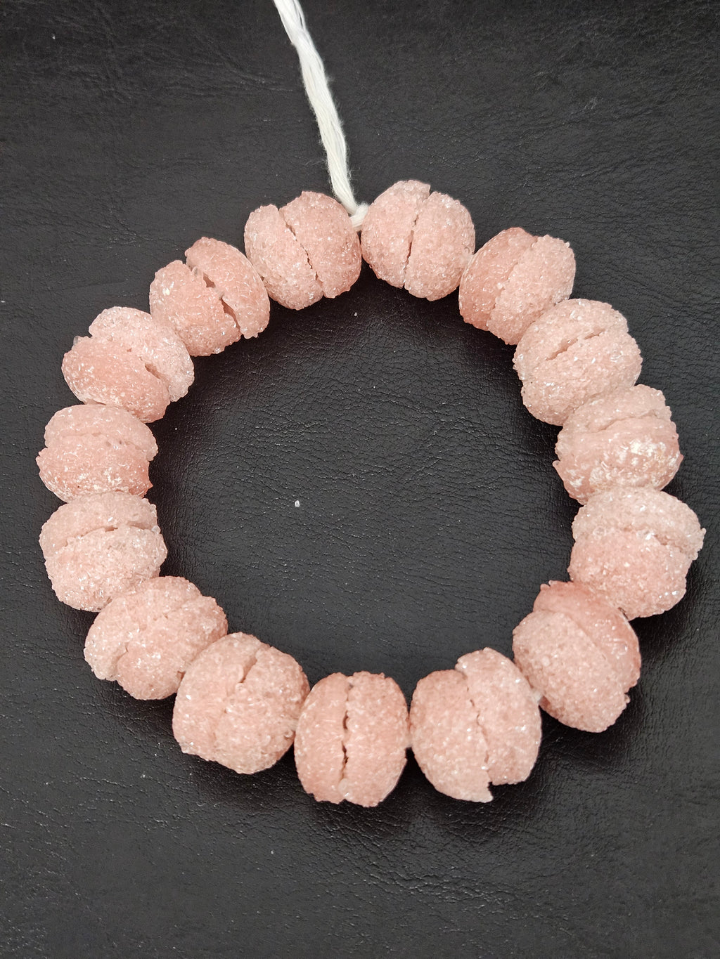 Pink Krobo Sugar Glass Rondelle Beads | Handcrafted Recycled Glass Beads from Ghana | Approx. 30 Beads Per Strand