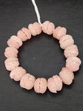 Pink Krobo Sugar Glass Rondelle Beads | Handcrafted Recycled Glass Beads from Ghana | Approx. 30 Beads Per Strand