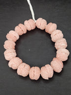 Pink Krobo Sugar Glass Rondelle Beads | Handcrafted Recycled Glass Beads from Ghana | Approx. 30 Beads Per Strand