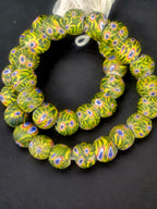 African Trade Beads Sourced in Ghana | Large-Hole Glass Trade Beads | Approximately 15–16mm | Designer & Collector Strand