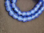 Authentic Cobalt Blue Krobo Recycled Glass Beads | Handmade Translucent Ghana Beads 12–14mm