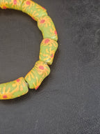 Painted Krobo Glass Tube Beads | Sage Green Recycled Glass Tube Beads | Handmade in Ghana | 13–14×26–30mm