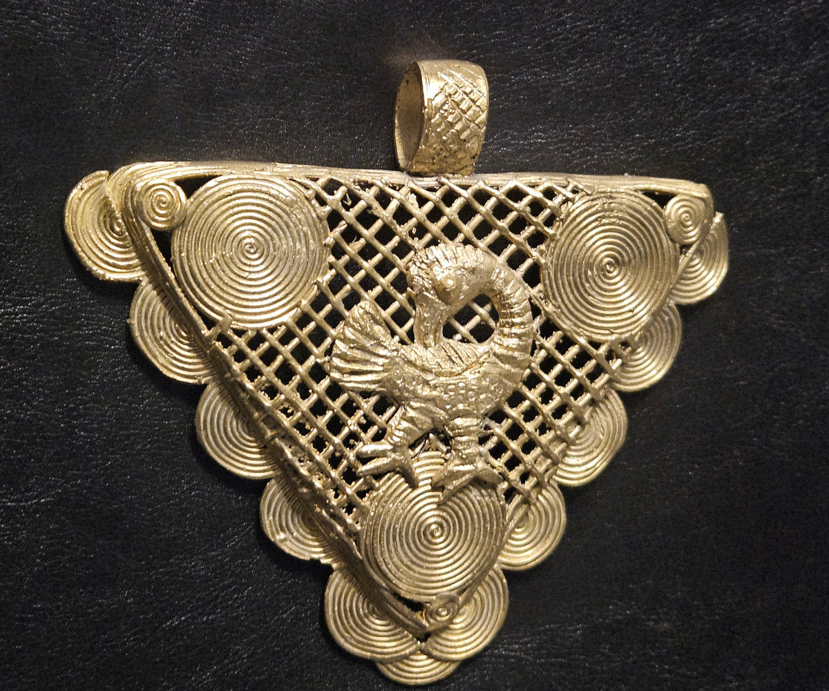 Oversized Sankofa Bird Adinkra Brass Pendant – Handcrafted in Ghana