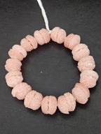 Pink Krobo Sugar Glass Rondelle Beads | Handcrafted Recycled Glass Beads from Ghana | Approx. 30 Beads Per Strand