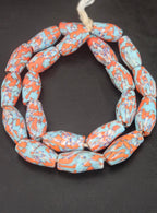 XL Coastal Fusion Krobo Recycled Glass Beads | Handmade African Statement Beads from Ghana