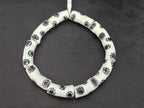 Ivory White Krobo Painted Glass Tube Beads with Ebony Black Medallion Motifs