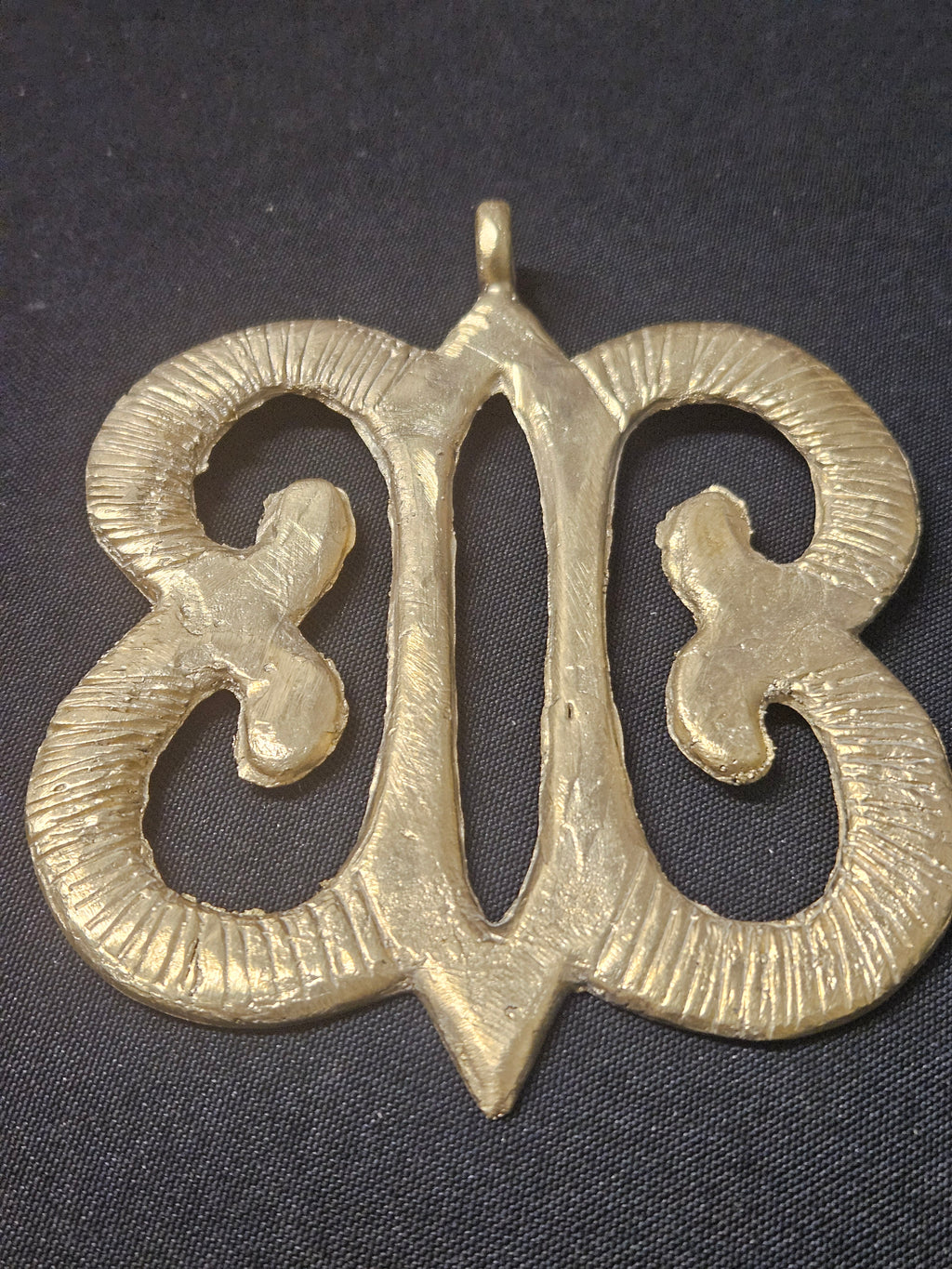 Large Handcrafted Hye Won Hye African Brass Pendant | Authentic Ghana Adinkra Symbol