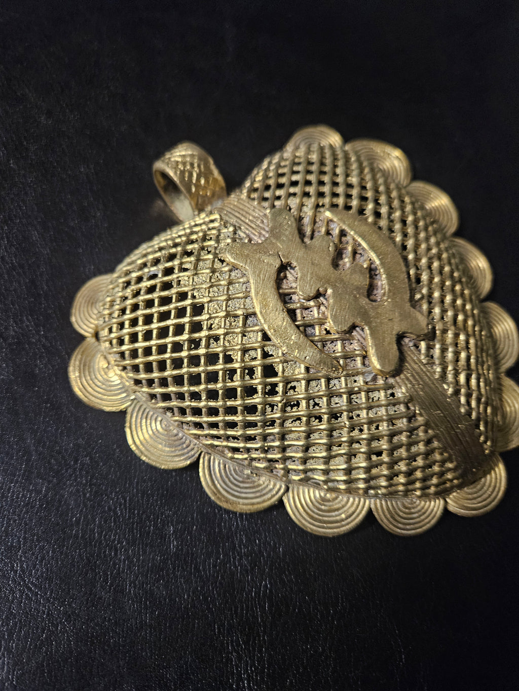 Oversized Gye Nyame Adinkra Symbol Brass Pendant Handmade in Ghana