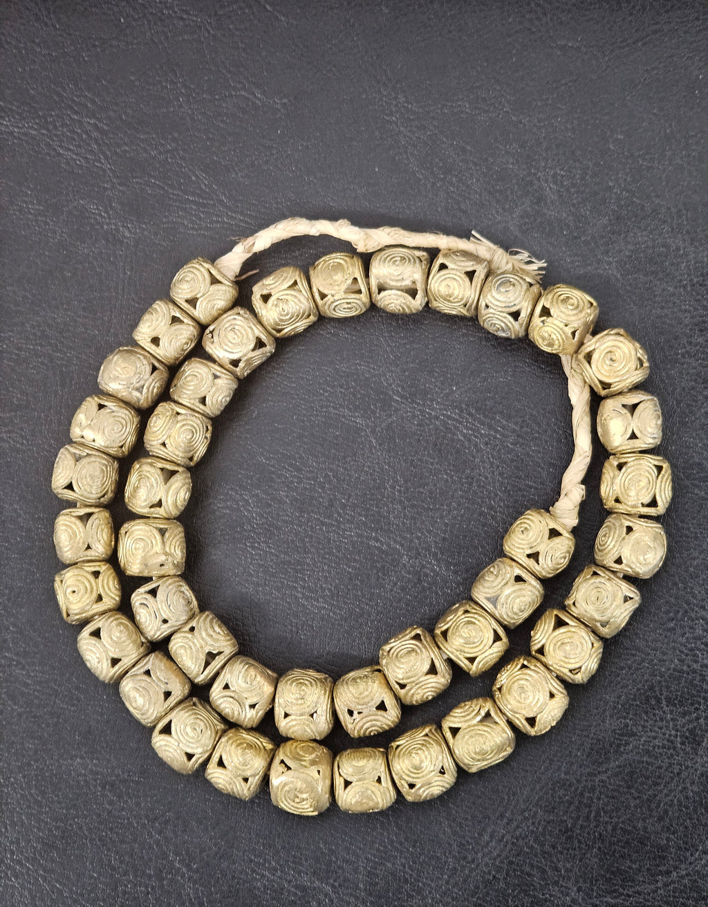 Handcrafted Ashanti Brass Spiral Filigree Cube Beads | Large Hole Ghana Brass Beads | African Brass Jewelry Making Supplies