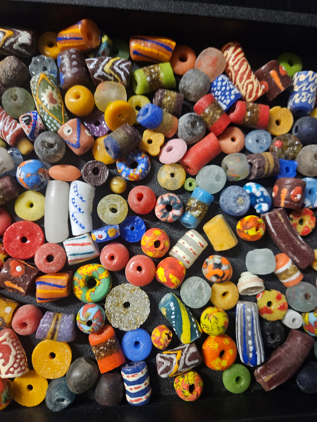 Designer African Bead Mix – Assorted Krobo Glass Beads, 1 Cup