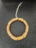 African Glass Beads – Painted Krobo Long Tubes, Frosty White & Gold Beads