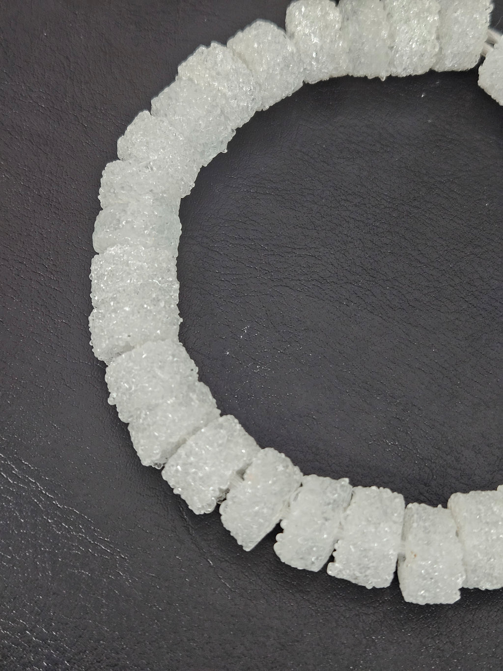 White Krobo Sugar Glass Short Tube Beads | Handcrafted Recycled Glass Beads from Ghana | Approx. 32 Beads Per Strand