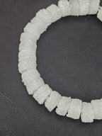 White Krobo Sugar Glass Short Tube Beads | Handcrafted Recycled Glass Beads from Ghana | Approx. 32 Beads Per Strand