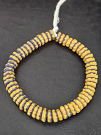 Golden Yellow and Indigo Krobo Glass Spacer Beads, Handmade African Recycled Glass Beads, Ghana Jewelry Making Supplies