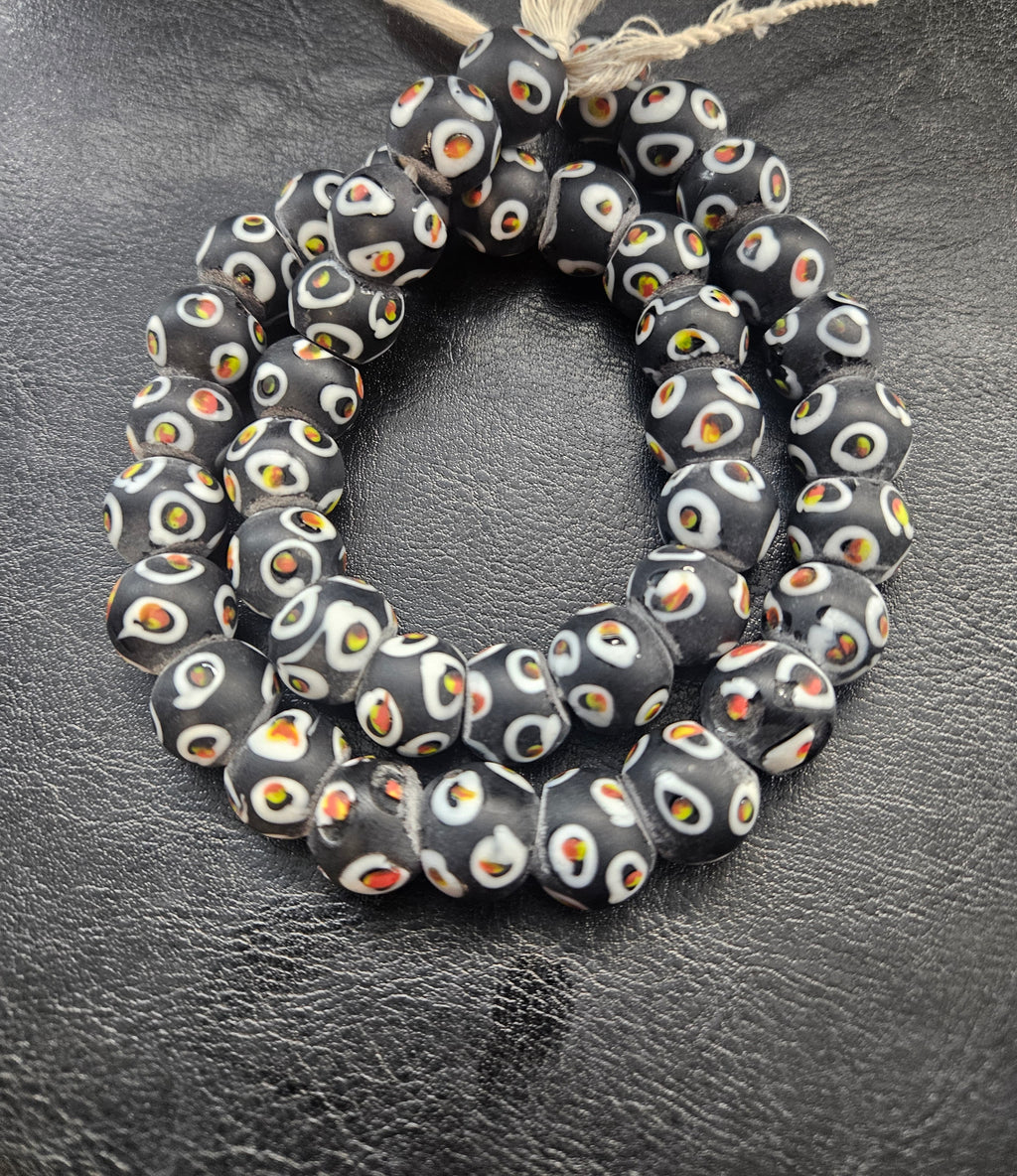 Designer Eye Trade Beads – Black, White & Multicolor 37–38 Beads