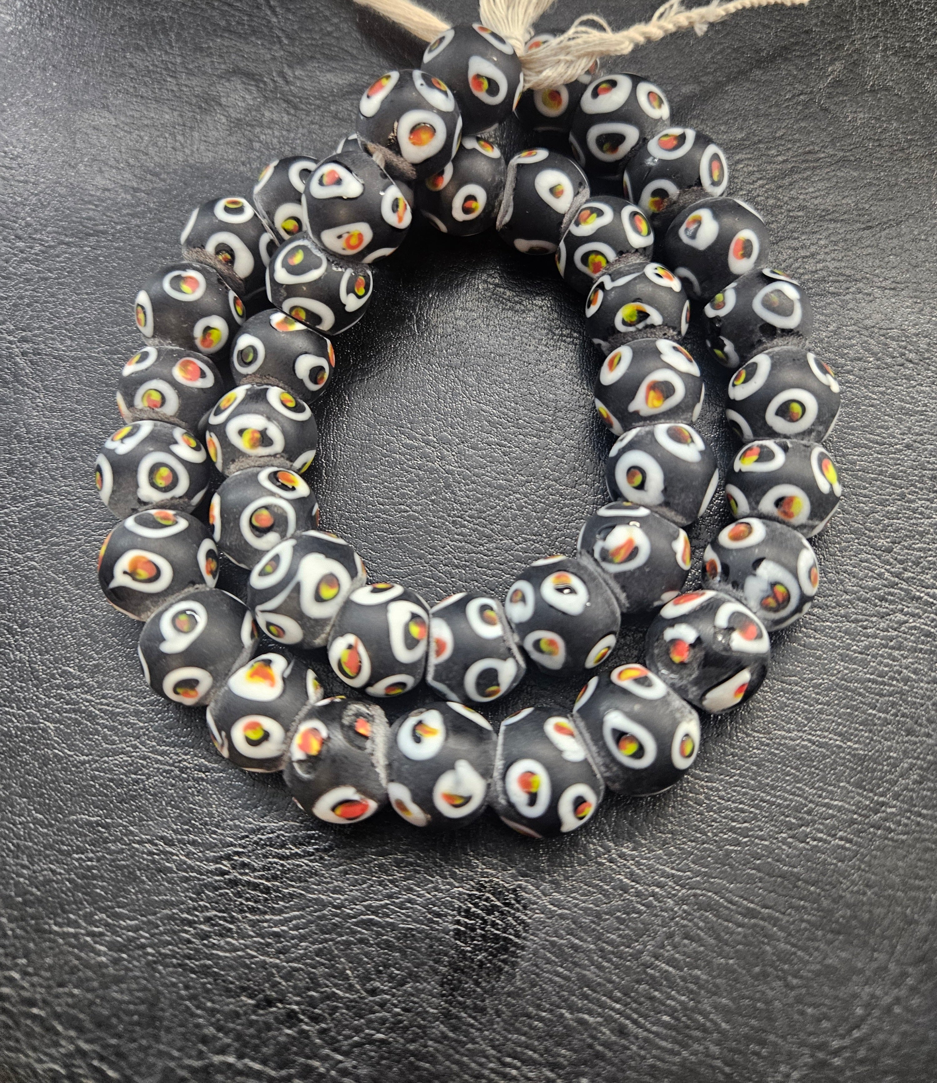 Designer Eye Trade Beads – Black, White & Multicolor 37–38 Beads