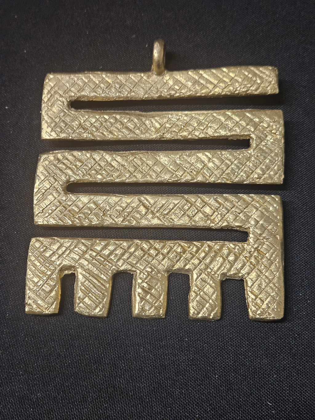 Oversized Nkyinkyim Ashanti Brass Pendant | Authentic Ghanaian Adinkra Symbol | Handcrafted African Brass Statement Pendant
