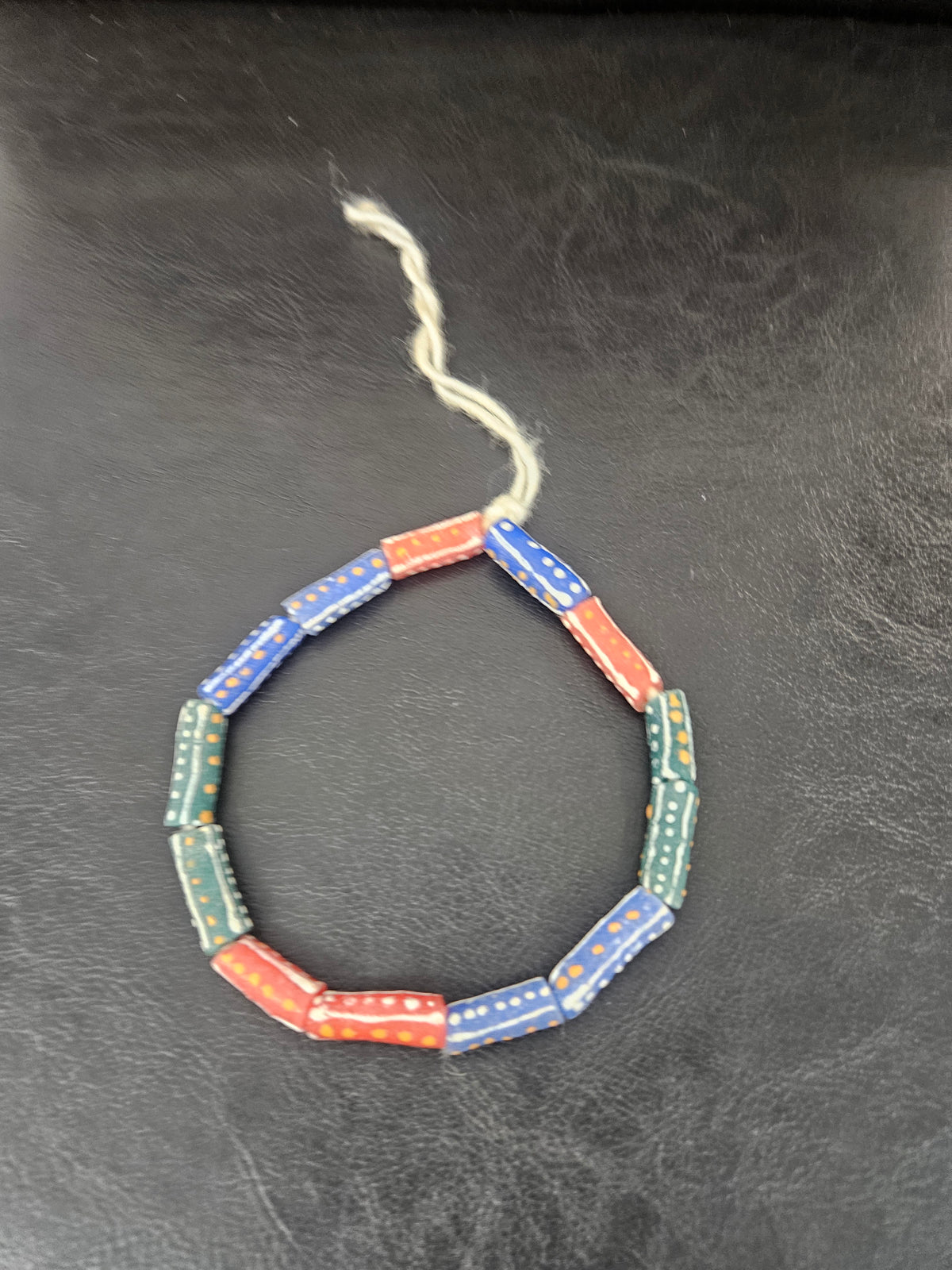 Multicolor Krobo Painted Glass Tube Beads | Handmade African Recycled Glass Beads from Ghana | Approx. 13 Beads